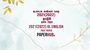 2021(2022) ol english past paper paperhub.lk